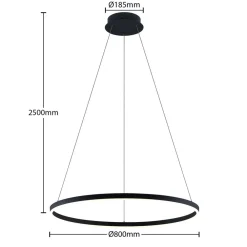Pendellamper|Pendellamper ^ Arcchio LED-hængelampe Albiona, sort, 1 ring, Ø 80 cm