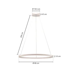 Arcchio Pendellamper|Pendellamper > LED-hængelampe Albiona, hvid, 1 ring, Ø 80 cm