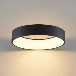Arcchio Pendellamper > LED-hængelampe Aleksi, Ø 45 cm, sort, metal, CCT