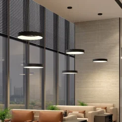 Pendellamper ^ Arcchio LED-hængelampe Aleksi, Ø 60 cm, sort, metal, CCT