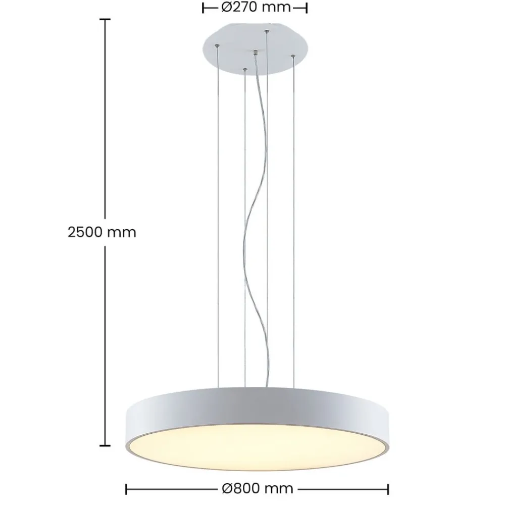 Pendellamper|Pendellamper ^ Arcchio LED-hængelampe Noabelle, Ø 80 cm, hvid, metal