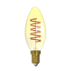 Filament Pære|Led Pærer ^ Arcchio LED-kertepære, E14, 4,9 W, ravfarvet, 1800 K