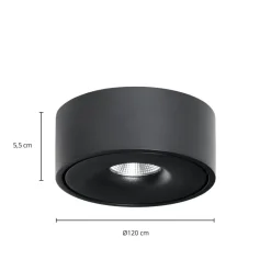 Loftlamper|Loftlamper ^ Arcchio LED-loftlampe Rotari, Ø 12 cm, op & ned, sort