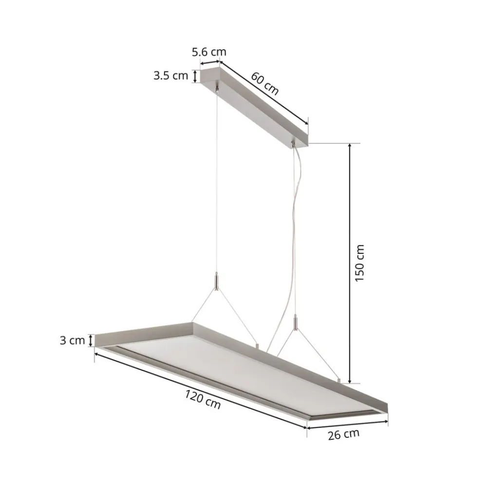 Arcchio Arbejdsrum/Kontor|Pendellamper > LED-pendellampe Dorean, sølv, metal, 120 cm