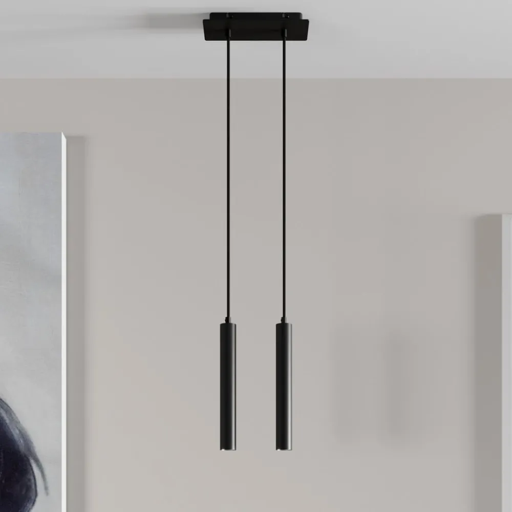 Arcchio Pendellamper > LED-pendellampe Franka, 2 lyskilder, sort, aluminium