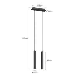 Arcchio Pendellamper > LED-pendellampe Franka, 2 lyskilder, sort, aluminium