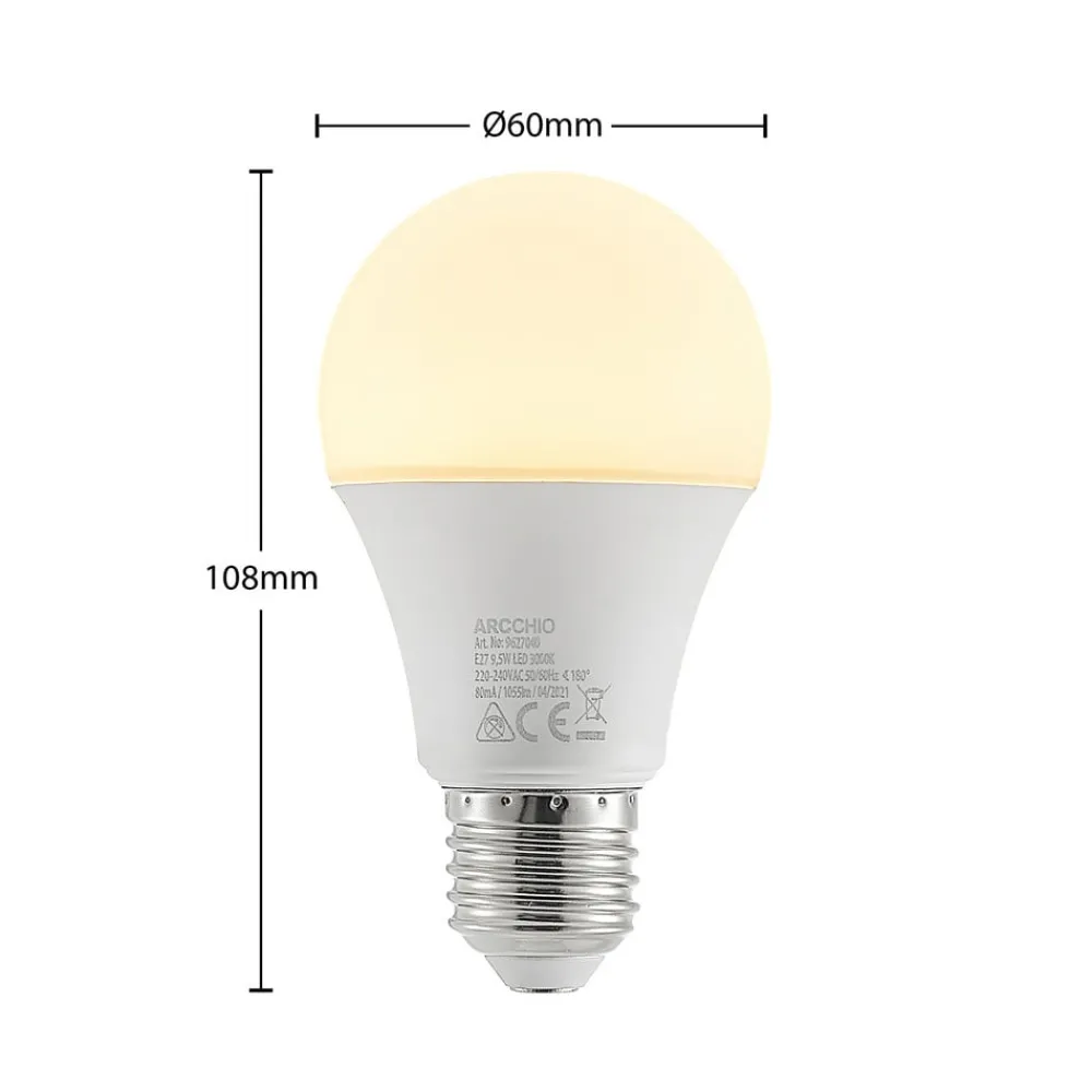 Led Pærer ^ Arcchio LED-pære E27 A60 9,5W opal 3.000K 1055lm