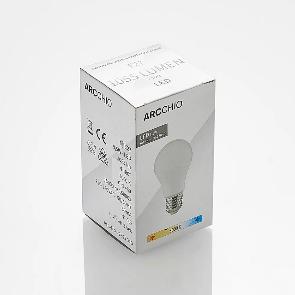Led Pærer ^ Arcchio LED-pære E27 A60 9,5W opal 3.000K 1055lm