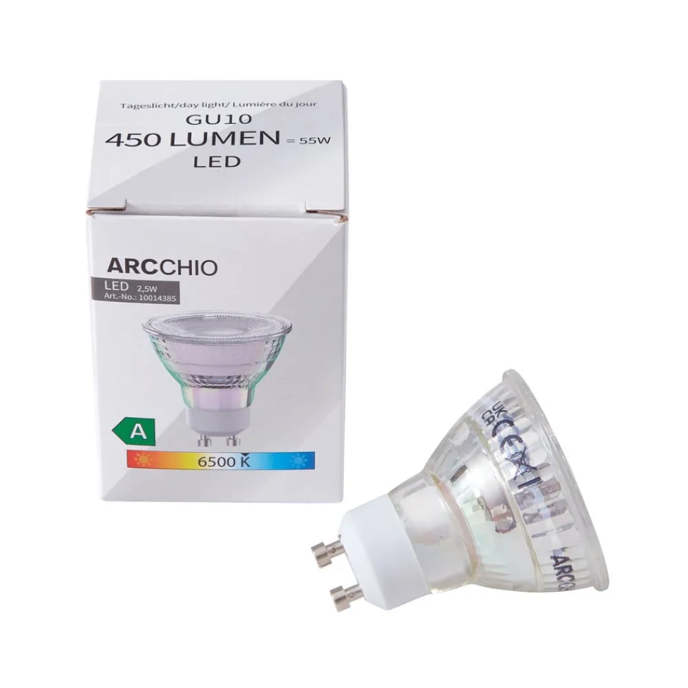 Led Pærer ^ Arcchio LED-pære GU10 2,5W 6500K 450lm glas sæt med 5 stk