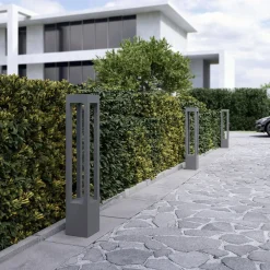 Terrassebelysning|Gadebelysning ^ Arcchio LED pullert Lienna, 90 cm, grå, metal, IP65