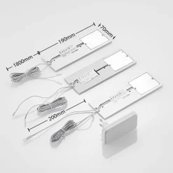 Underskabsbelysning ^ Arcchio LED-underskabsbelysning Nortra, 3-pak, grå, aluminiumsfarvet