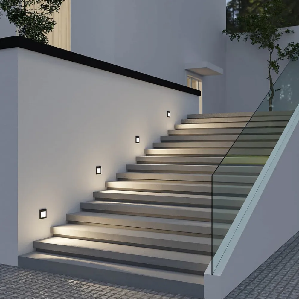 Væglamper ^ Arcchio LED-vægindbygningslampe Zamo, sort, 11 cm, IP65