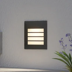 Arcchio Terrassebelysning|Væglamper > LED-vægindbygningslampe Zamo, lamel, sort, IP65