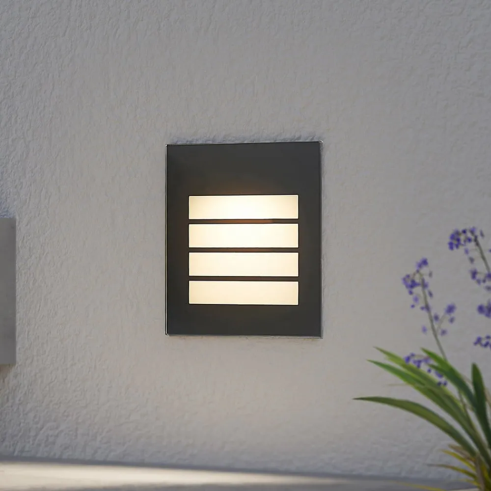 Arcchio Terrassebelysning|Væglamper > LED-vægindbygningslampe Zamo, lamel, sort, IP65