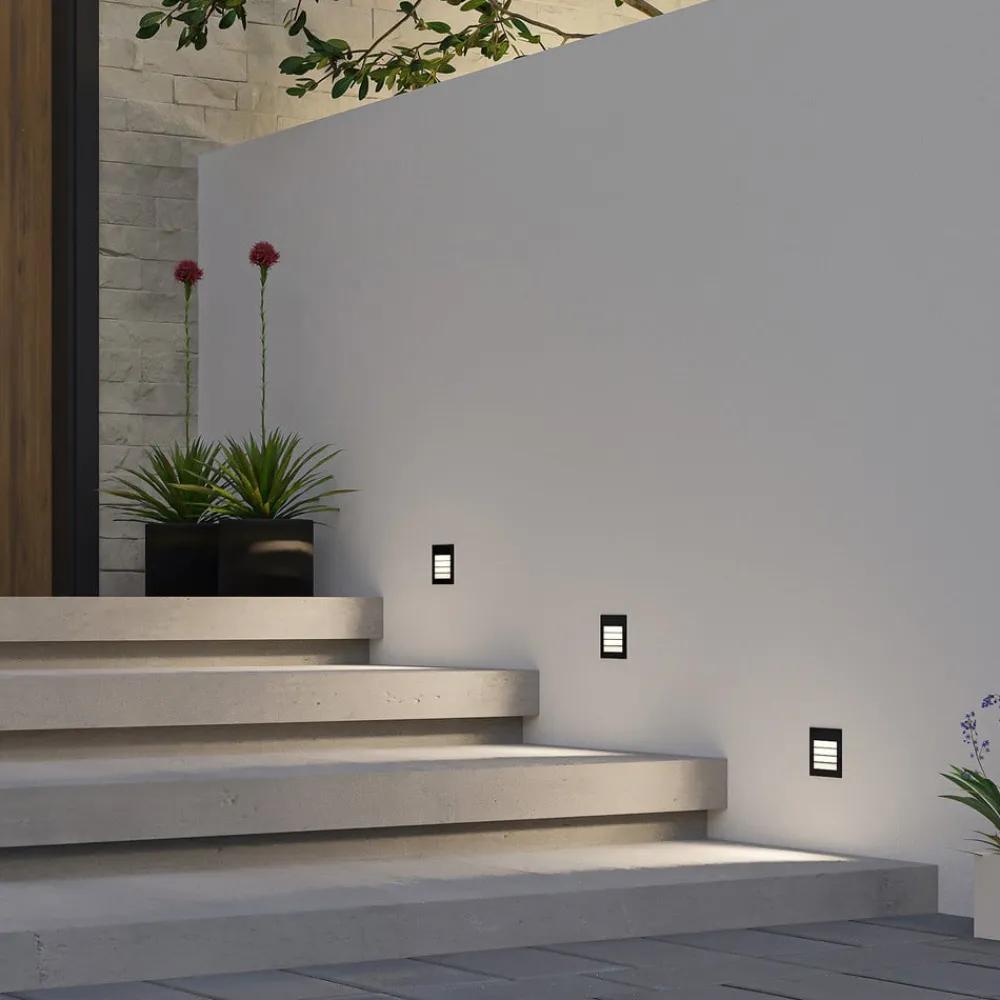 Arcchio Terrassebelysning|Væglamper > LED-vægindbygningslampe Zamo, lamel, sort, IP65