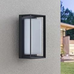 Terrassebelysning|Væglamper ^ Arcchio LED-væglampe Ismera, antracit/opal, IP65, glas