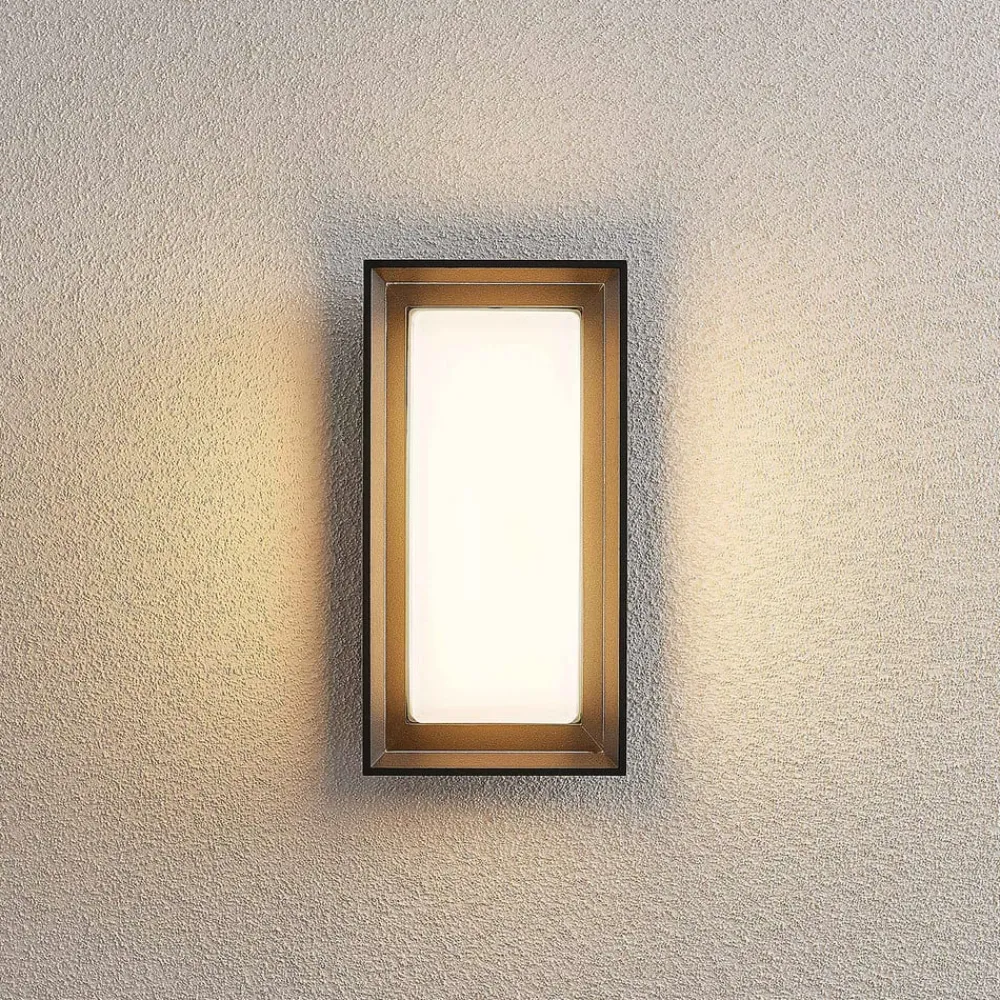 Terrassebelysning|Væglamper ^ Arcchio LED-væglampe Ismera, antracit/opal, IP65, glas