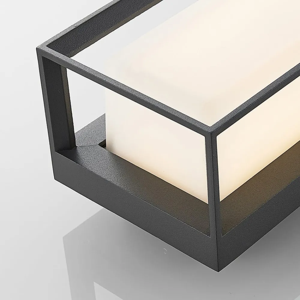 Terrassebelysning|Væglamper ^ Arcchio LED-væglampe Ismera, antracit/opal, IP65, glas