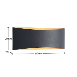Arcchio Gang|Pendellamper > LED-væglampe Jelle, 27 cm, sort/guld, op/ned