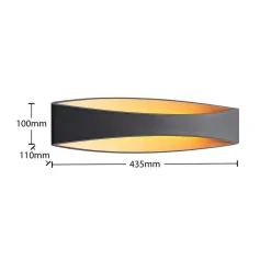 Arcchio Gang|Væglamper > LED-væglampe Jelle, 44 cm, sort/guld, op/ned