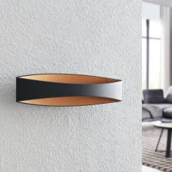 Arcchio Gang|Væglamper > LED-væglampe Jelle, 44 cm, sort/guld, op/ned