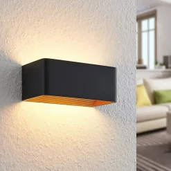 Gang|Væglamper ^ Arcchio LED-væglampe Karam, 20 cm, sort, metal, op/ned