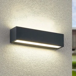 Arcchio Terrassebelysning|Væglamper > LED-væglampe Lengo, 25 cm, 2 lyskilder, antracit, CCT
