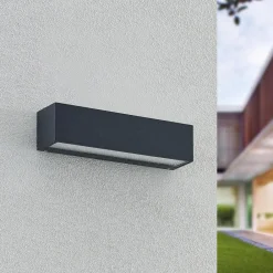 Arcchio Terrassebelysning|Væglamper > LED-væglampe Lengo, 25 cm, 2 lyskilder, antracit, CCT