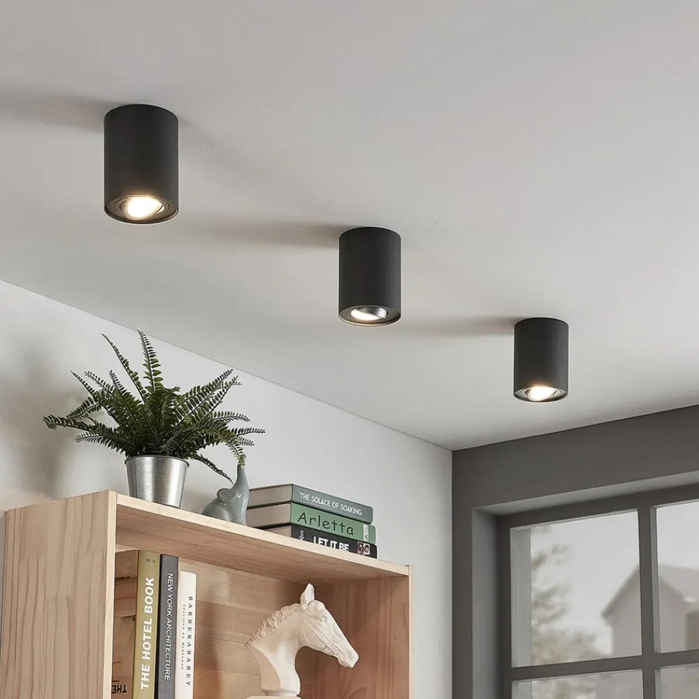 Loftlamper ^ Arcchio loftspot Jolina, rund, antracit, 13 cm, metal