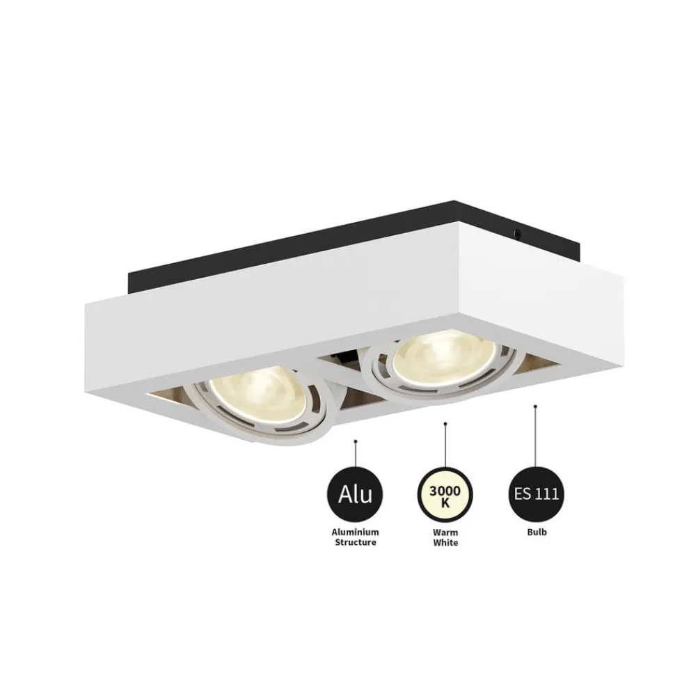 Gang|Loftlamper ^ Arcchio loftspot Ronka, 34 cm, 2 lyskilder, hvid, GU10