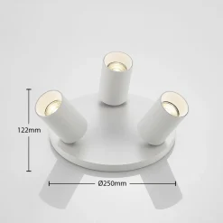 Gang|Loftlamper ^ Arcchio spotlight Brinja, hvid, rund, Ø 6 cm, 3 lyskilder, GU10