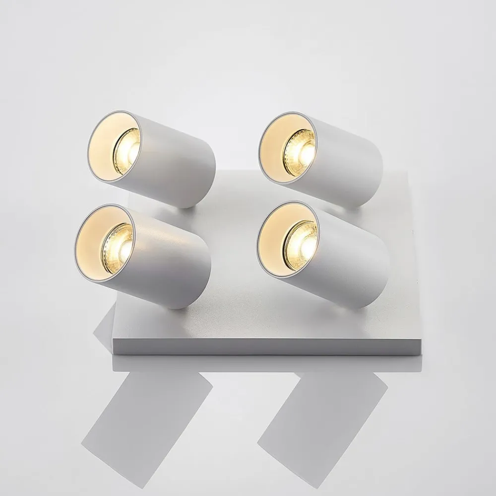 Gang|Loftlamper ^ Arcchio spotlight Brinja, hvid, kantet, Ø 6 cm, 4 lyskilder, GU10