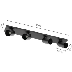Arcchio Loftlamper|Spotlights > spotlight Brinja, sort, 65 cm lang, Ø 7 cm, 4 lyskilder