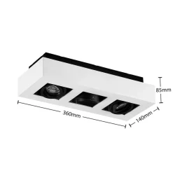 Arcchio Arbejdsrum/Kontor|Loftlamper > spotlight Vince, 36 cm, 3 lyskilder, hvid/sort, GU10