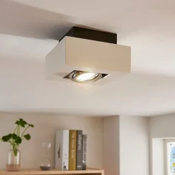 Loftlamper|Spotlights ^ Arcchio spotlight Vince, 14 x 14 cm, hvid/krom, metal, GU10