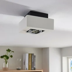 Loftlamper|Spotlights ^ Arcchio spotlight Vince, 14 x 14 cm, hvid/krom, metal, GU10