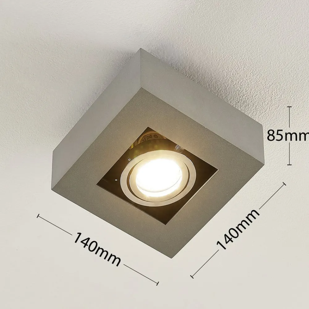 Loftlamper|Spotlights ^ Arcchio spotlight Vince, 14 x 14 cm, sølv, metal, GU10
