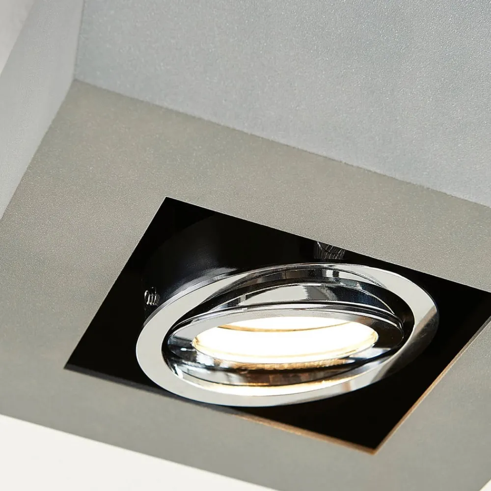 Loftlamper|Spotlights ^ Arcchio spotlight Vince, 14 x 14 cm, sølv, metal, GU10