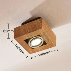 Arbejdsrum/Kontor|Spotlights ^ Arcchio spotlight Vince, 14 x 14 cm, træfarvet, metal, GU10