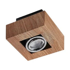 Arbejdsrum/Kontor|Spotlights ^ Arcchio spotlight Vince, 14 x 14 cm, træfarvet, metal, GU10