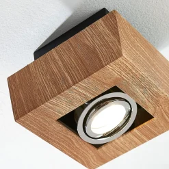 Arbejdsrum/Kontor|Spotlights ^ Arcchio spotlight Vince, 14 x 14 cm, træfarvet, metal, GU10
