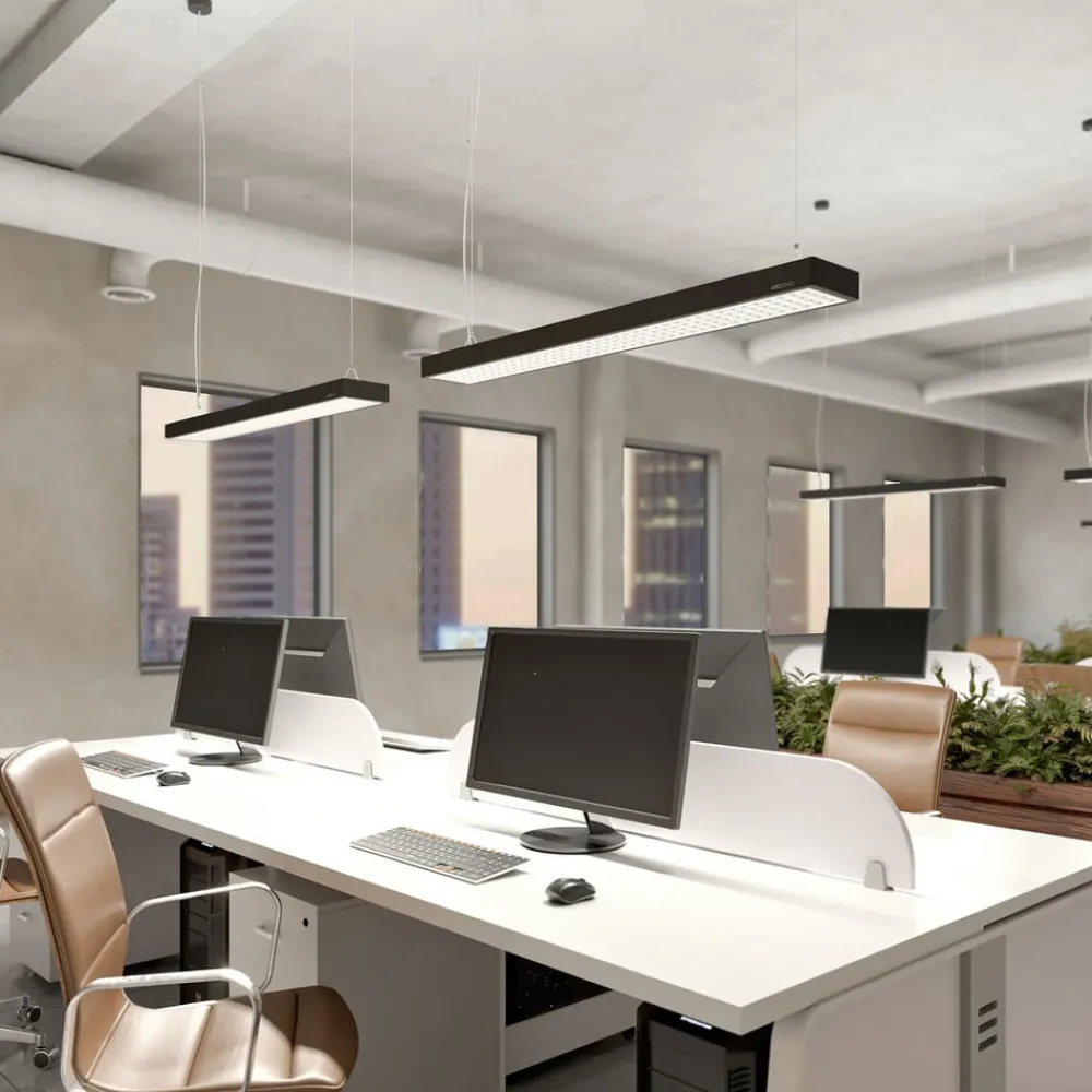 Arcchio Arbejdsrum/Kontor|Pendellamper > Susi LED-kontorhængelampe, sort, 120 cm, 4000K, DALI