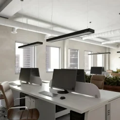 Arcchio Arbejdsrum/Kontor|Pendellamper > Susi LED-kontorhængelampe, sort, 120 cm, 4000K, DALI