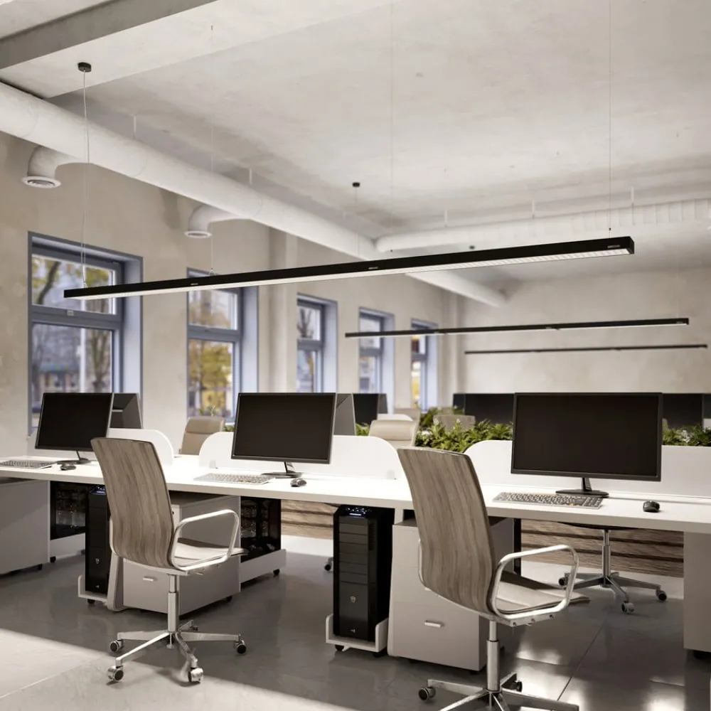 Arcchio Arbejdsrum/Kontor|Pendellamper > Susi LED-kontorhængelampe, sort, 120 cm, 4000K, DALI