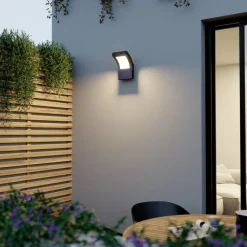 Arcchio Terrassebelysning|Væglamper > udendørs LED-væglampe Advik, IP65, antracit, metal