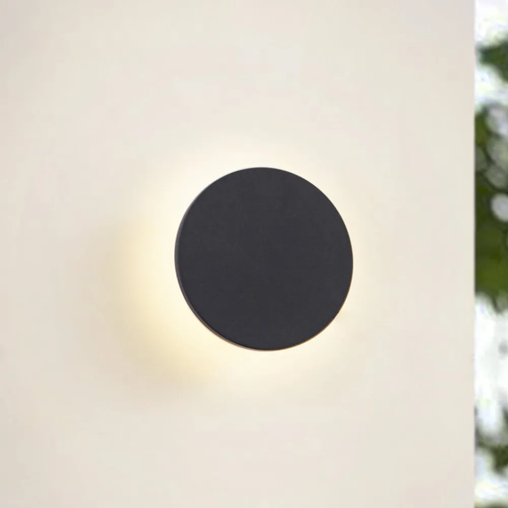 Arcchio Væglamper|Terrassebelysning > udendørs LED-væglampe Gravo, Ø 16 cm, sort, IP65