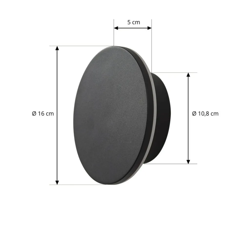 Arcchio Væglamper|Terrassebelysning > udendørs LED-væglampe Gravo, Ø 16 cm, sort, IP65