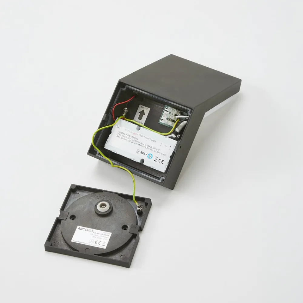 Arcchio Væglamper > udendørs LED-væglampe Yolena, antracit, aluminium, 21 cm