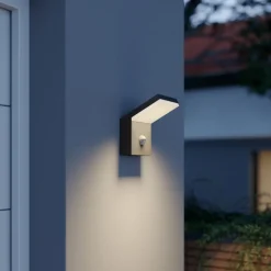 Væglampe Med Sensor|Væglamper ^ Arcchio udendørs LED-væglampe Yolena, sensor, antracit, aluminium