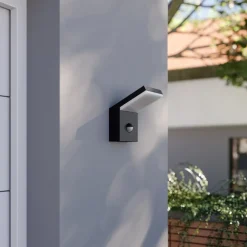 Væglampe Med Sensor|Væglamper ^ Arcchio udendørs LED-væglampe Yolena, sensor, antracit, aluminium